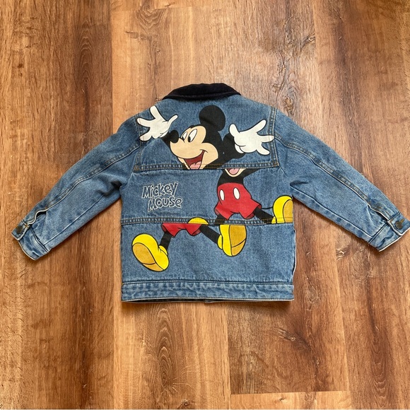 Zara Disney collab Mickey Mouse Sherpa denim jacket size 3-4 years kids snap - Picture 1 of 15